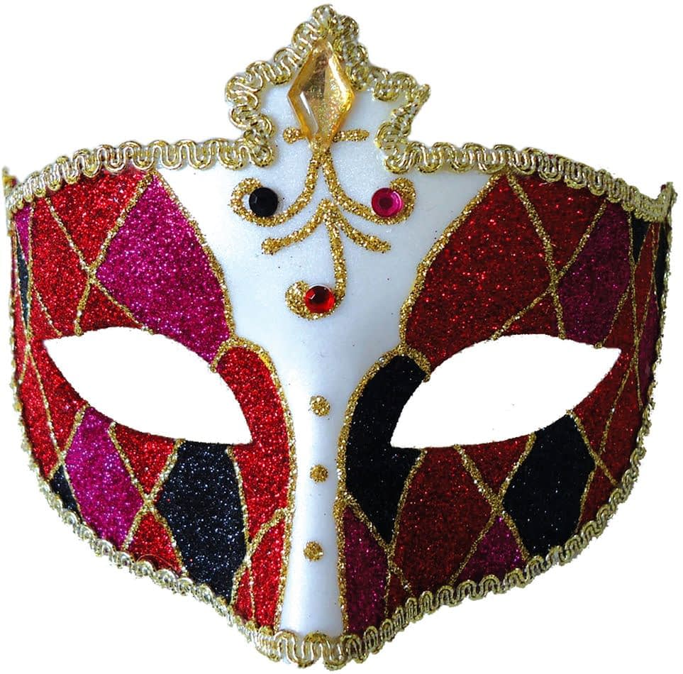 red mardi gras mask