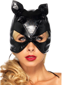 Cat Mask Faux Leather Black For Adults