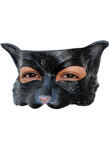 Kitty Black Latex Half Mask For Adults