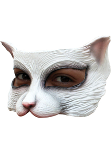 Kitty White Latex Half Mask For Adults