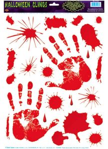 Bloody Handprint Clings. Walls, Doors, Windows Halloween Decorations.