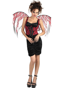 Wings Red Lace Black Corset