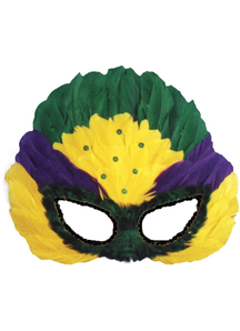 Mask Mardi Gras Sequin Feather For Adults