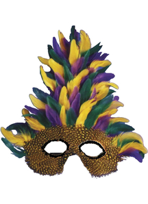 Mask Mardi Gras Tall Feather For Adults